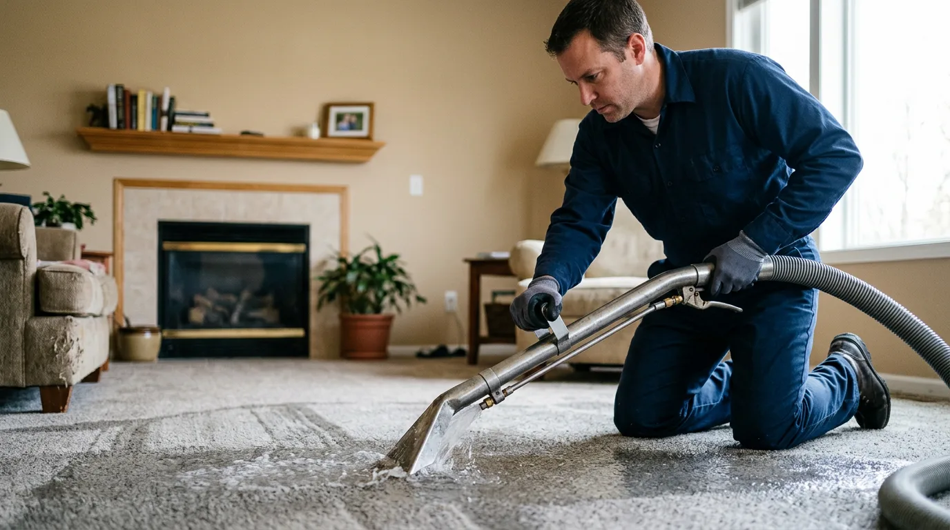Water damage restoration technician working near Quasqueton, IA